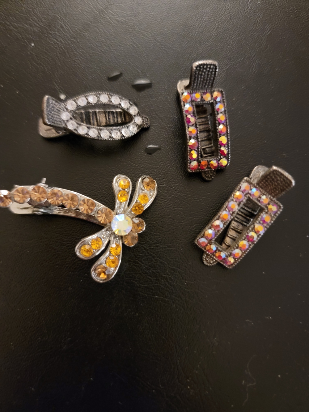 Yellow Crystal Floral & Multicolor Rhinestone Hair Clip Set